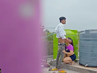 Hindi real Hot Intercourse at roof! Plz Don't Cum Inside pussy